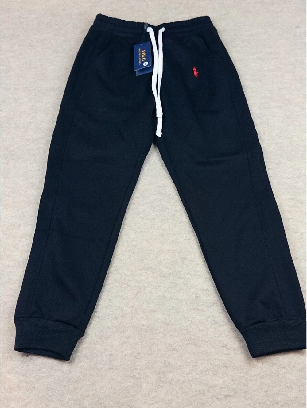 Polo Ralph Lauren Black Jogger Sweatpants with Red Logo
